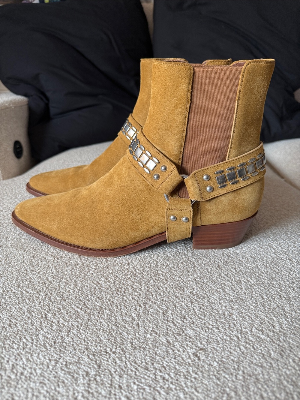 Celine Suede Camargue Size 9 (42) Tan Boots Shoes Like New